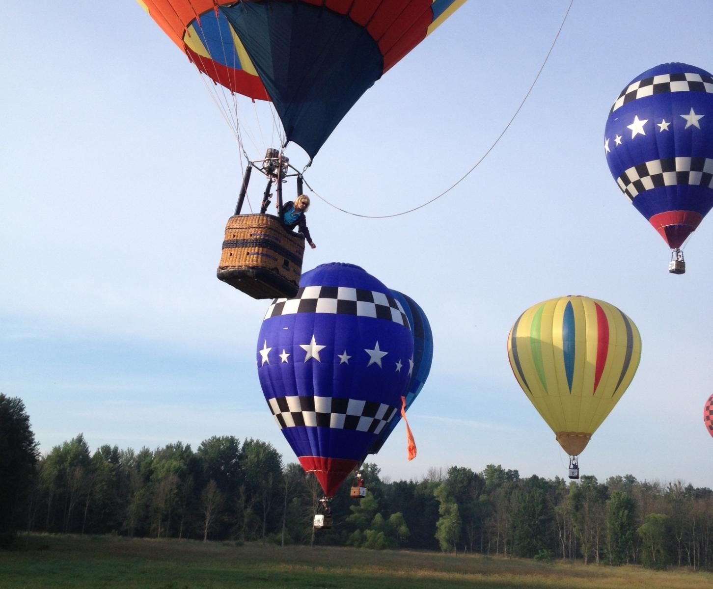 Hot air balloon in flight