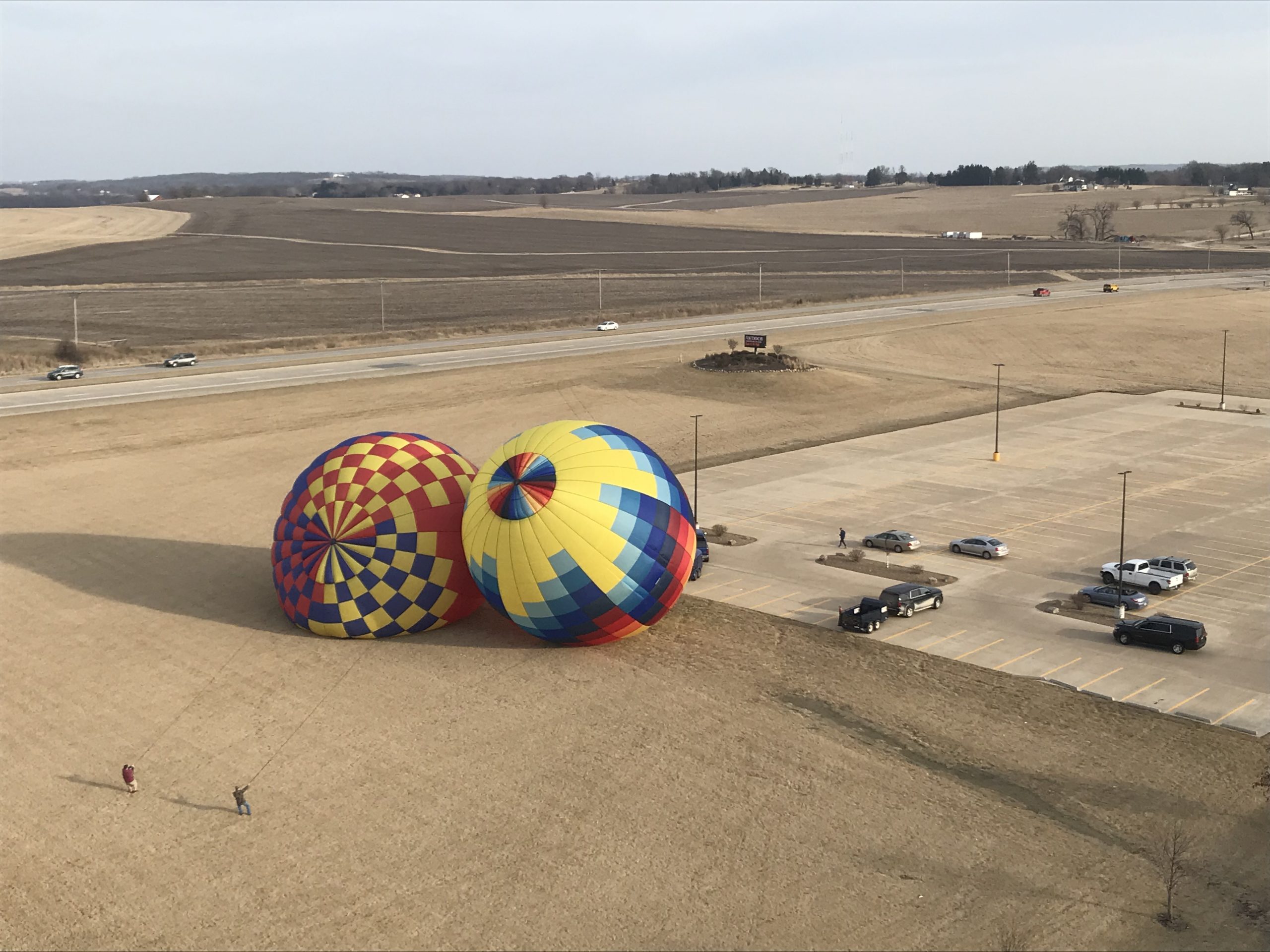 Matt and Adam inflating their balloons