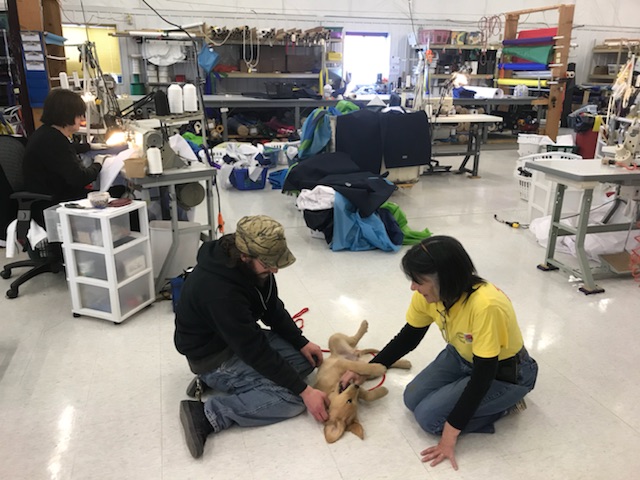 Maggie visiting the Lindstrand Balloon Factory in Galena