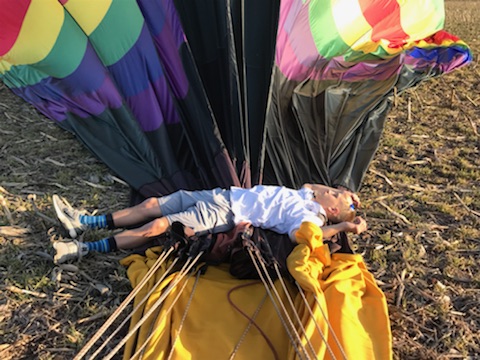 Crew relaxing during the April 2018 balloon outing