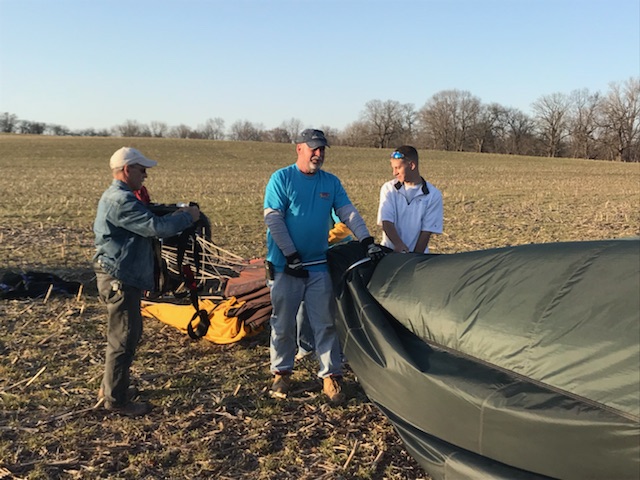 Crew packing the balloon envelope