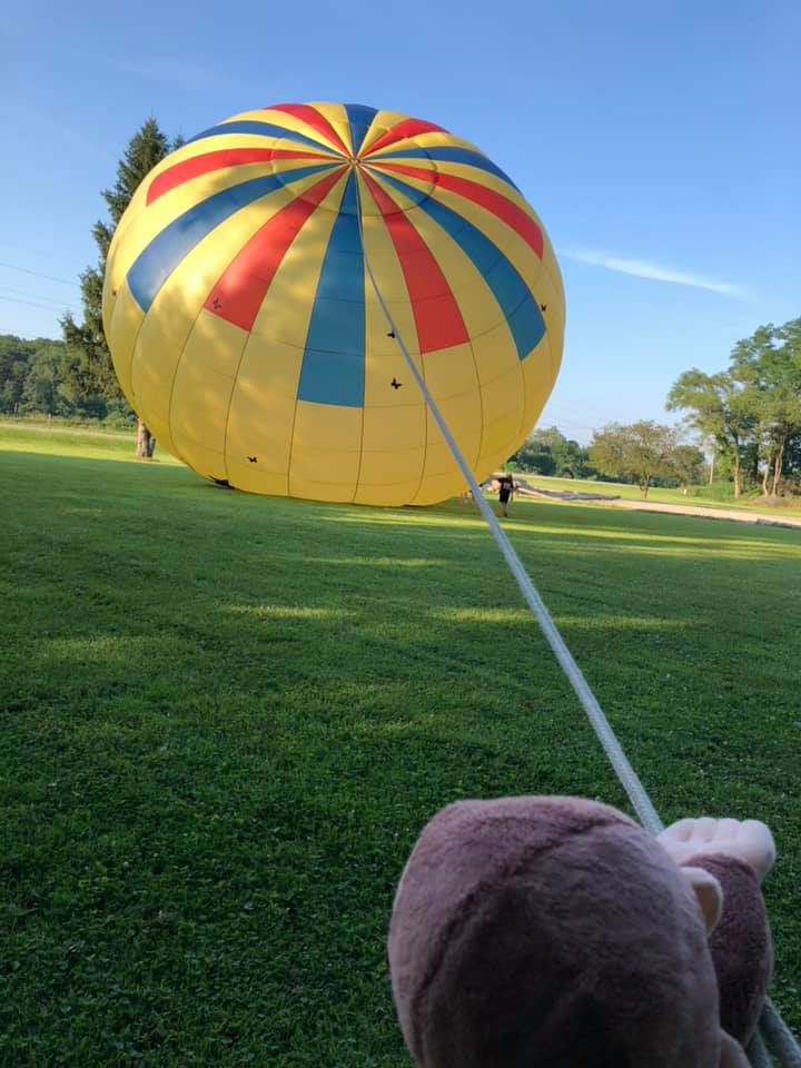 Honorary crew member, George, learning the ropes.