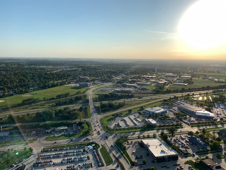 Beautiful night, last night, flying over Cedar Rapids.