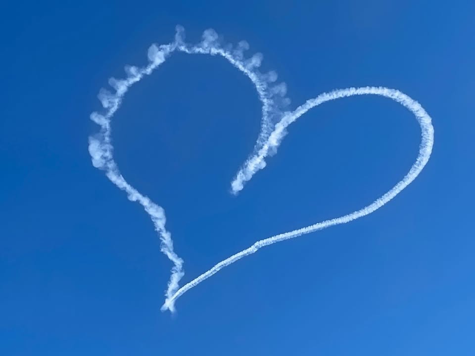 We weren’t able to fly tonight because of wind but we did watch a plane make some lovely air art!