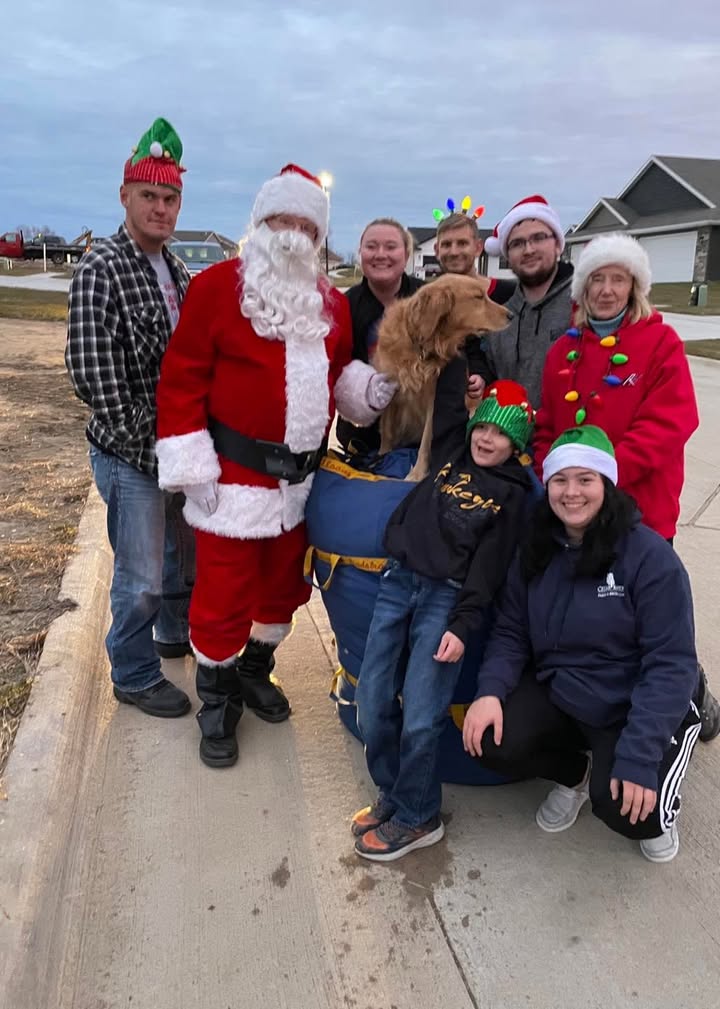 We found Santa hitching a flight in Anamosa!
