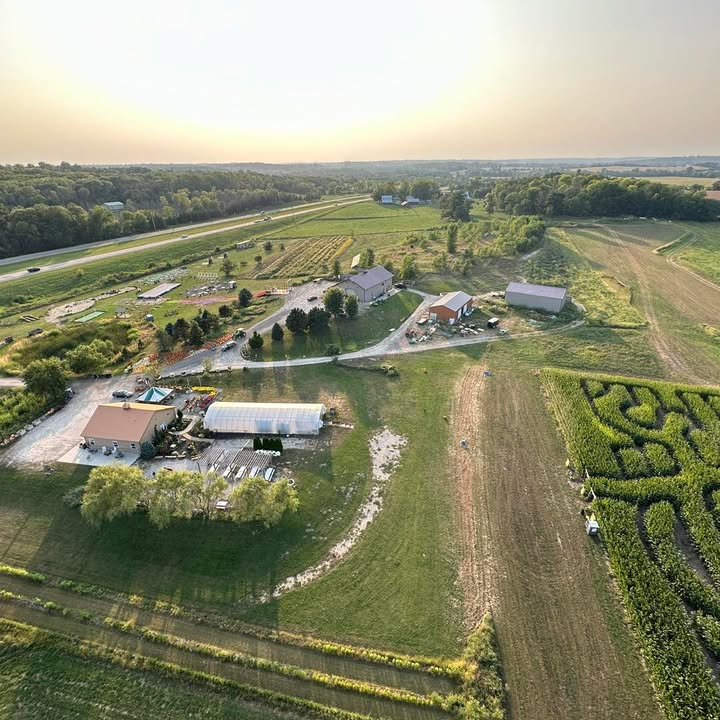 Beautiful flight from Bass Farms over the farm fields!